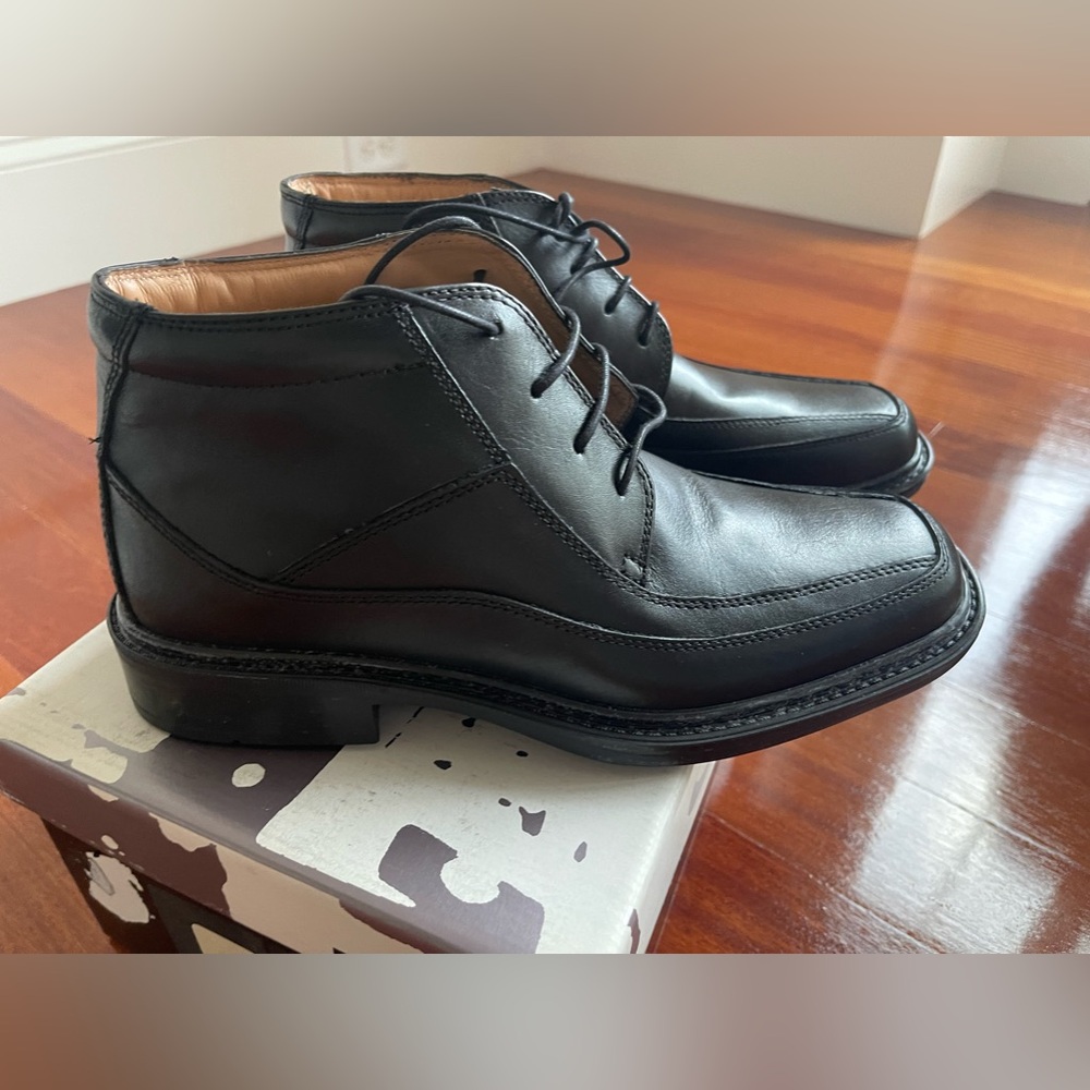 NWT New Structure Men Italian Oxford Dress Leather Ankle Black Lace Boots 8.5